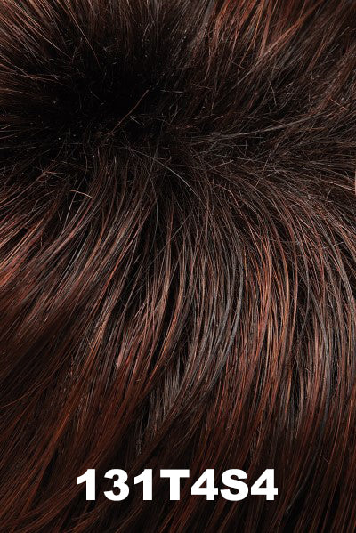 Color 131T4S4 (Shaded Berry) for Jon Renau wig Allure Mono (#5370). Dark brown roots with deep red-brown, burgundy base and medium tips.