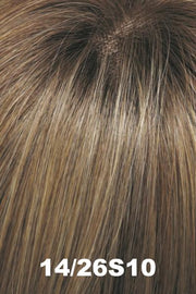 Color 14/26S10 (Shaded Pralines n Cream) for Jon Renau top piece EasiPart XL 8" (#755). Ash blonde, medium red, and golden blonde blend with a medium brown rooting.