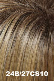 Color 24B/27CS10 (Shaded Butterscotch) for Jon Renau top piece EasiPart XL French 12" (#753). Golden blonde and warm redish gold blonde blend.