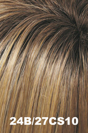 Color 24B/27CS10 (Shaded Butterscotch) for Jon Renau top piece Top Full HH 18" (#745). Golden blonde and warm redish gold blonde blend.