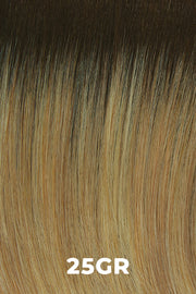 Color Swatch 25GR for Henry Margu Wig Kelly (#4745). Warm blonde base with a subtle dark red toned root.