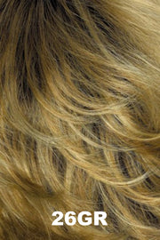 Color Swatch 26GR for Henry Margu Wig Drew (#2519). Warm blonde with light blonde highlights and a dark root.