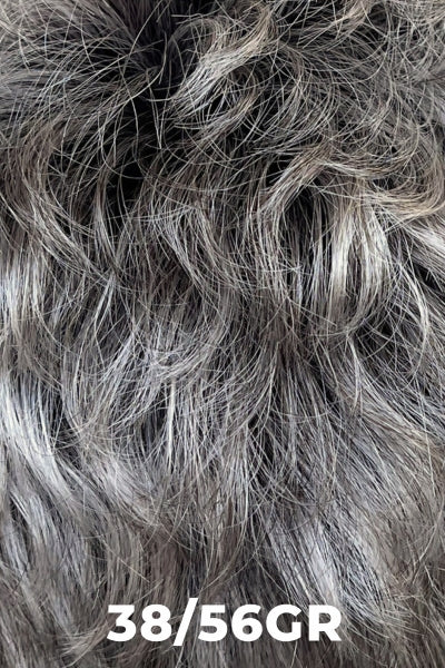 Color Swatch 38/56GR for Henry Margu Wig Renee (#4527). Lightest grey base with light gray, light brown highlights, and dark roots.