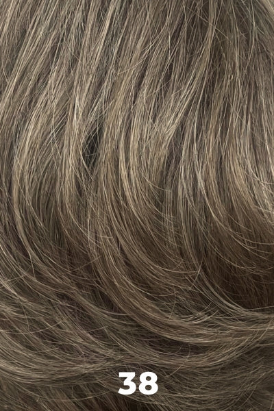 Color Swatch 38 for Henry Margu Wig Bonnie (#2458). Light brown blended with 50% grey, gradually blending to a darker back.