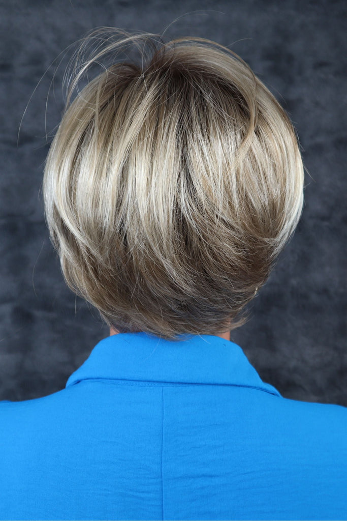 Back of short pixie cut wig.