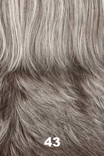 Henry Margu Wigs - Cora (#4787) - 43 Average. Grey w/ 40% Dark Brown on top gradually darkening to Off Black mixed with 15% Medium Brown and 10% Gray on the nape.