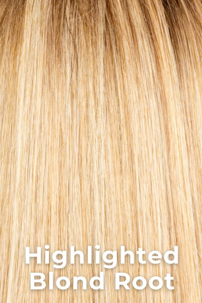 Amore Wigs - Oakly (#8716) - Highlighted Blond Root. Soft cool light blond and warm dark blond highlights. Soft light brown root tone creates a natural, modern vibe.