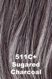 Color Sugared Charcoal (511C) for Gabor wig Instinct Luxury.  Dark charcoal grey with heavier light grey and silver highlights in the front and a darker nape.
