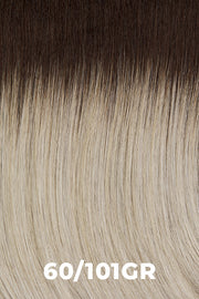 Color Swatch 60/101GR for Henry Margu Wig Mariah (#2510). White with subtle grey undertones and pale blonde highlights with a brown root.