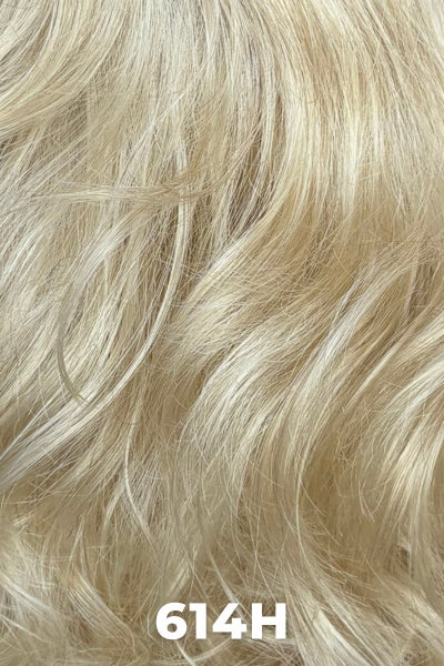 Color Swatch 614H for Henry Margu Wig Whirlwind (#8223).  Light beige blonde with light warm blonde highlights and brown roots.