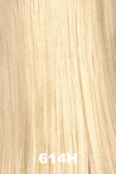 Color Swatch 614H for Henry Margu Wig Whirlwind (#8223).  Light beige blonde with light warm blonde highlights and brown roots.