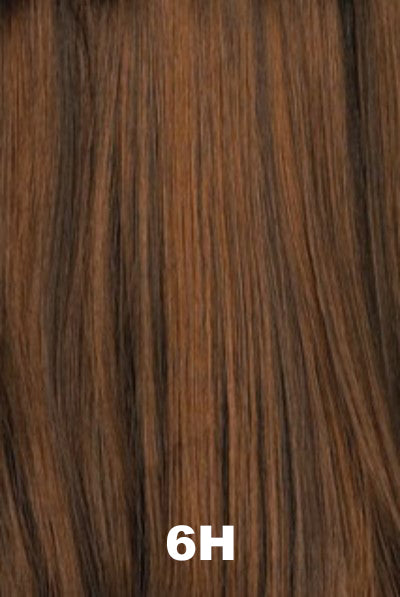 Color Swatch 6H for Henry Margu Wig Whirlwind (#8223).  Warm brown with red undertones and reddish brown highlights.