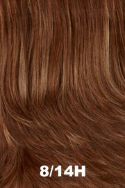 Color Swatch 8/14H for Henry Margu Wig Mariah (#2510). Blend of medium and dark brown with dark blonde and reddish brown highlights.