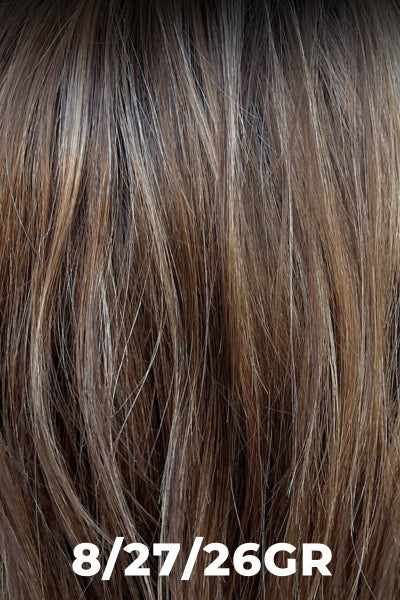 Henry Margu Wigs - Paris (#6002) -  8/27/26GR. Medium Brown w/ Strawberry Blonde and Gold Blonde highlights w/ Gradient Root.