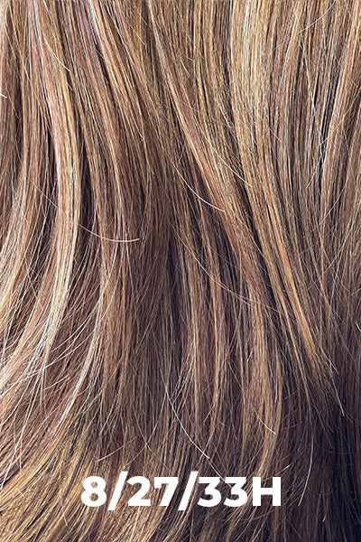 Color Swatch 8/27/33H for Henry Margu Wig Lindsay (#2491). Medium brown base with warm toned highlights.