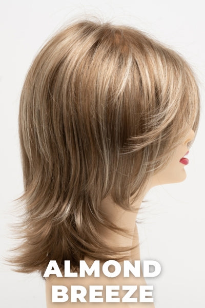 Color Swatch Almond Breeze for Envy wig Rose.  Dark warm honey blonde with subtle creamy blonde and pale blonde highlights.