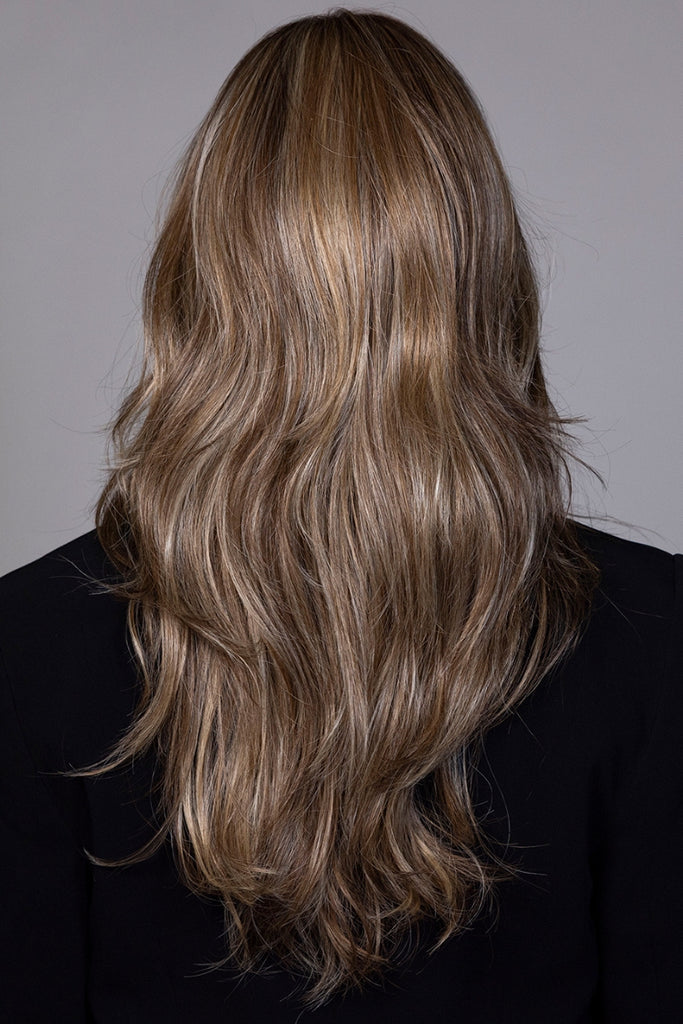 Back view of the heat friendly synthetic style by Belle Tress.