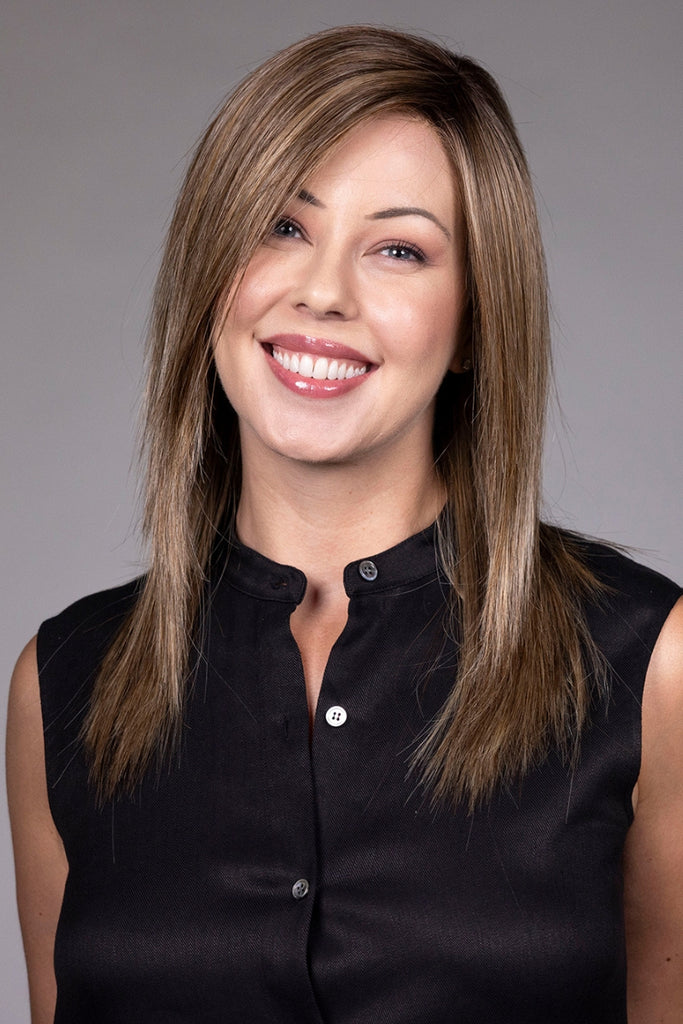 Model styling the color BrownSugar SweetCream.