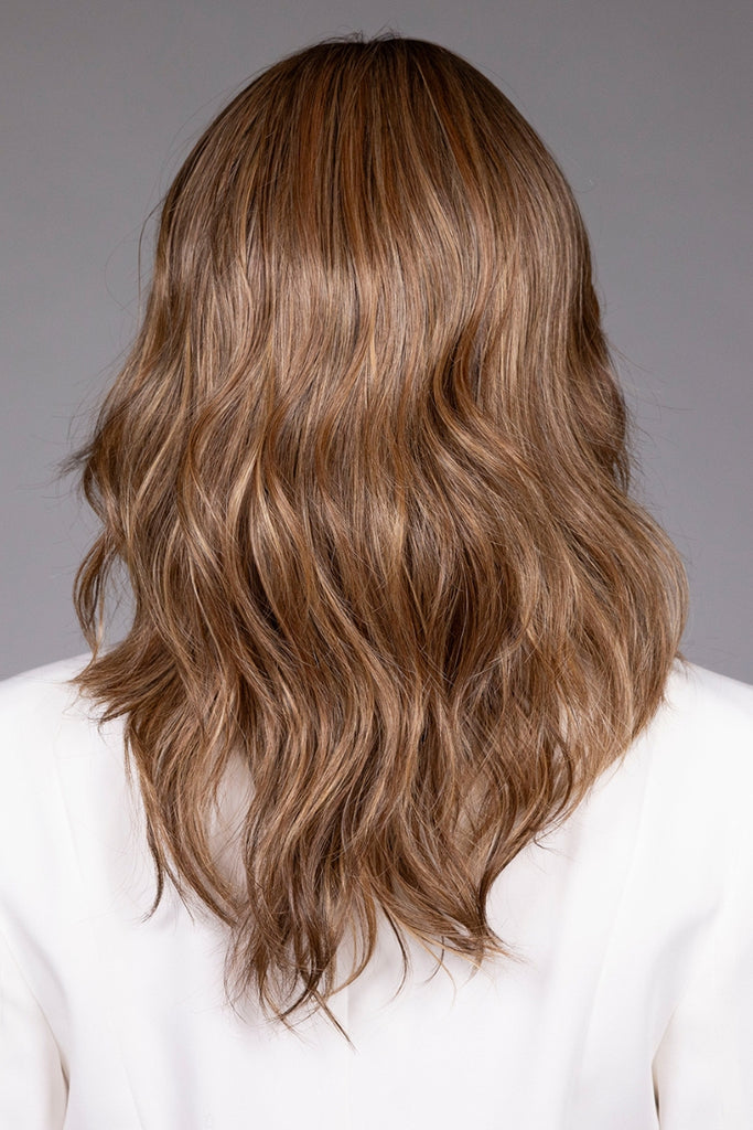 Back of model styling the color Jamoca Almond Fudge-R.