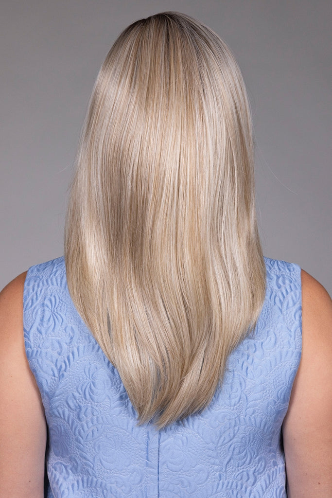 Back of model wearing the color Butterbeer Blonde.