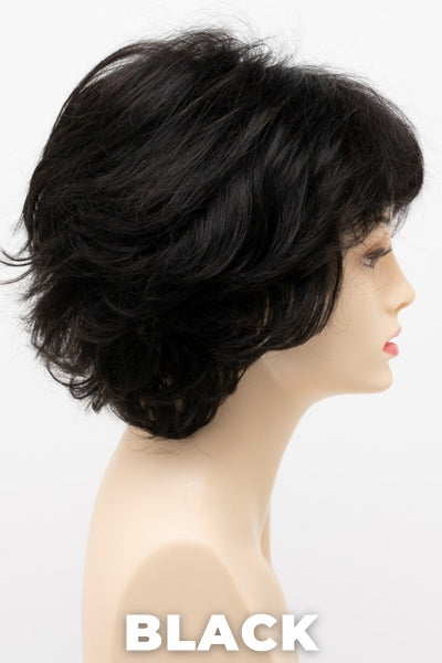 Color Swatch Black for Envy wig Savannah.  Rich dark ebony with subtle warm undertones.