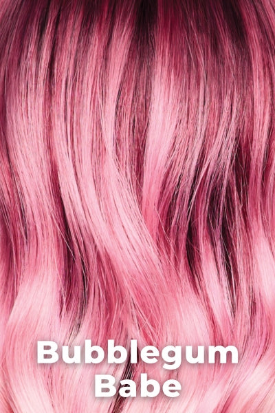 Hairdo Wigs - Bubblegum Babe. Dark raspberry roots blend into a pink bubblegum blush.
