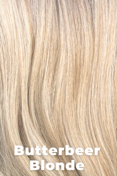 Belle Tress Toppers - Ultimate Handtied Lace Front Topper 12" - Butterbeer Blonde. Medium brown root with a blend of sandy blonde, ash blonde, and light blonde (Rooted Color).