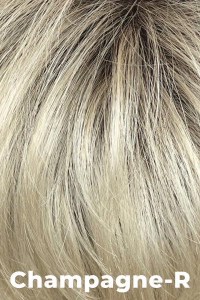 Color Champagne-R for Noriko wig Rin (#1730). Dark Brown Roots on Pale Champagne Blonde. 