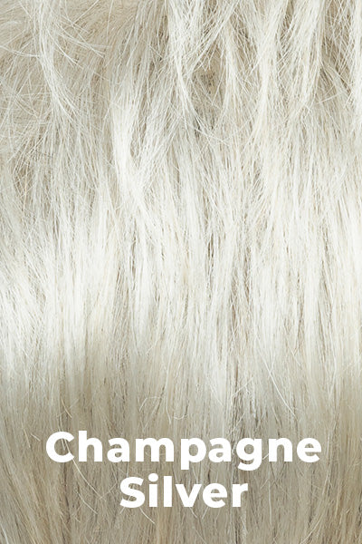 Color Champagne Silver for Noriko wig Storm #1722. Combination of platinum blond and natural light grey. Soft, light blond tone at faceline and ends creates a refreshing, dimensional look.