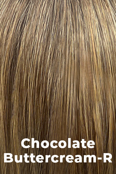Belle Tress Wigs - Hand-Tied Chloe (LX-5002) wig Belle Tress Chocolate Buttercream-R.  Golden medium brown with a hint of bronze and a dark root.