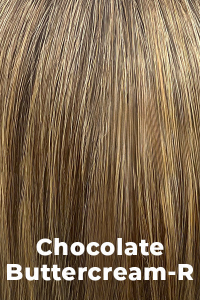Belle Tress Wigs - Fontaine (LX-5013) - Chocolate Buttercream-R.  Golden medium brown with a hint of bronze and a dark root.