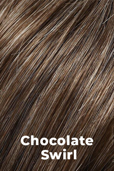 Color Chocolate Swirl for Noriko wig Nour #1724.  Rich medium brown base with a warm toned honey blonde and medium wheat blonde highlights.