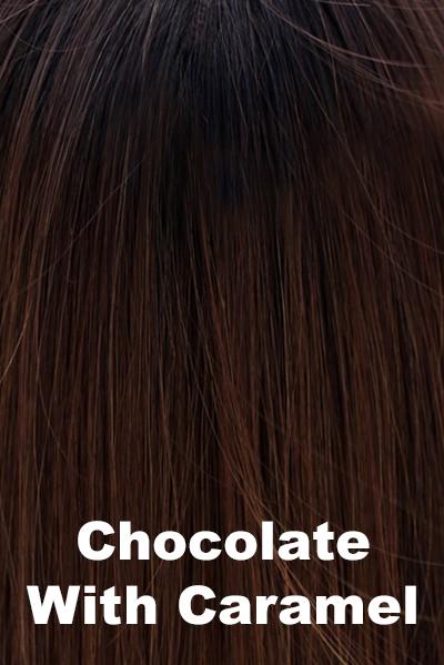 Belle Tress Wigs - Pure Ambrosia (BT-6144) - Chocolate with Caramel. Cappuccino dark brown root with a blend of medium and chocolate brown. (Rooted Color).