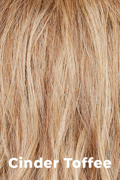 Color Cinder Toffee for Alexander Couture High Heat Mid Wavy Topper (#1037).  Mix of medium blond and dark blond with light blond highlights.