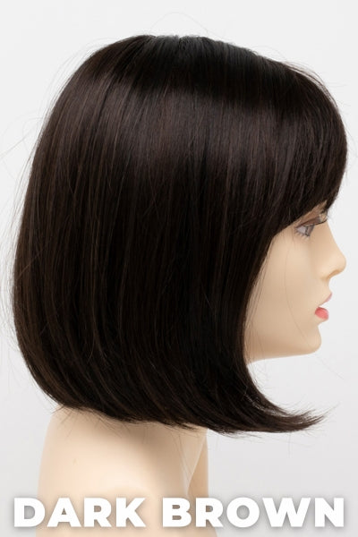 Color Swatch Dark Brown  for Envy wig Petite Paige.  A blend of rich dark brown and dark mahogany brown with cool undertones.