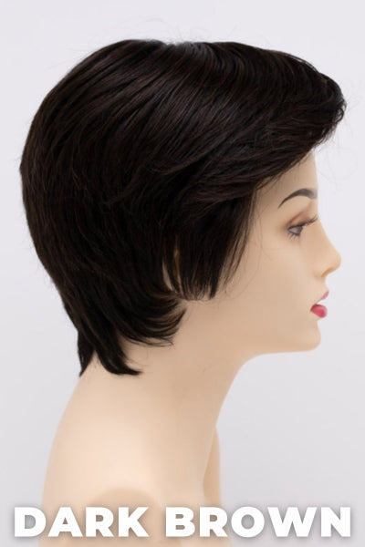 Color Swatch Dark Brown for Envy wig Paula Human Hair Blend.  A blend of rich dark brown and dark mahogany brown with cool undertones.