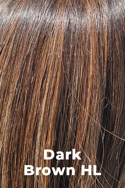 Belle Tress Wigs - Singapore (CT-1070) - Dark Brown HL. Deep dark brown base with copper and subtle cool blonde highlights.