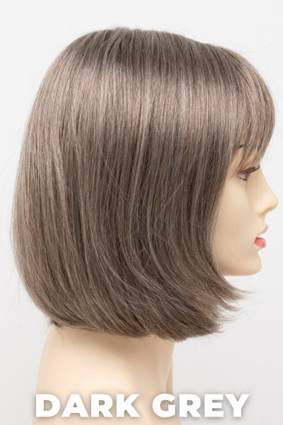 Color Swatch Dark Grey  for Envy wig Petite Paige.  Silver grey base with hints of neutral brown woven throughout.