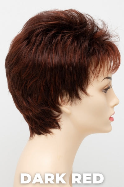 Color Swatch Dark Red for Envy wig Penelope.  Dark auburn red base with a blend of deep copper, mahogany and bright burgundy woven throughout.