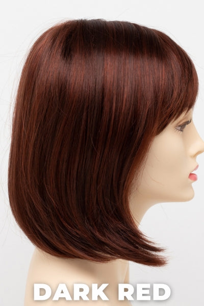 Color Swatch Dark Red  for Envy wig Petite Paige.  Dark auburn red base with a blend of deep copper, mahogany and bright burgundy woven throughout.