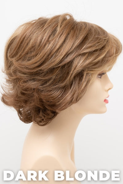 Color Swatch Dark Blonde for Envy wig Savannah.  Deep blonde with red undertones and bright wheat highlights.