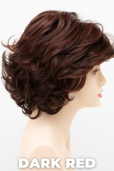 Color Swatch Dark Red for Envy wig Savannah.  Dark auburn red base with a blend of deep copper, mahogany and bright burgundy woven throughout.