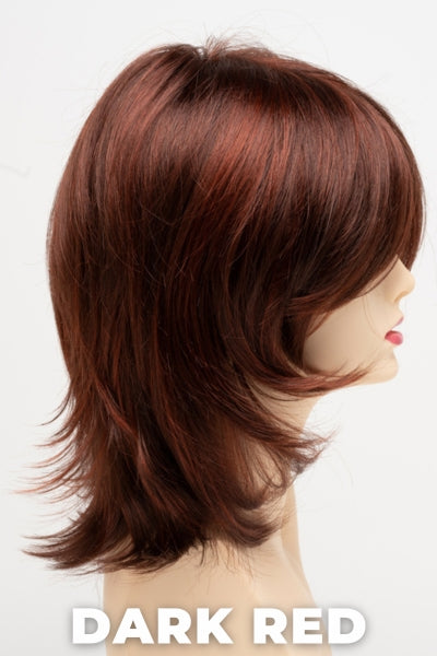 Color Swatch Dark Red for Envy wig Rose.  Dark auburn red base with a blend of deep copper, mahogany and bright burgundy woven throughout.