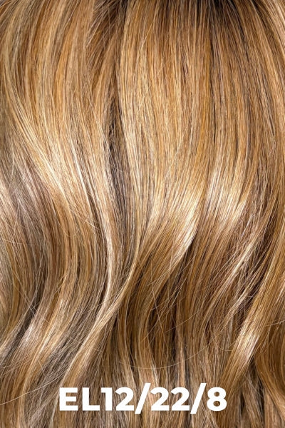 TressAllure - Charming - EL12/22/8. Light golden brown with rooted warm medium brown and golden blonde face framing highlights at the front.