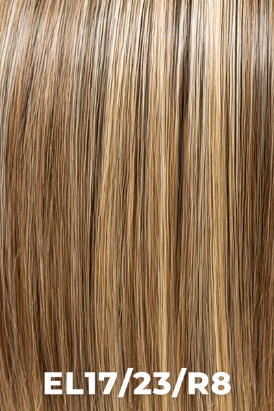 TressAllure - Charming - EL17/23/R8. Pale Auburn Beige Blonde Blend, Rooted Medium Brown, Light Blonde face framing highlights.
