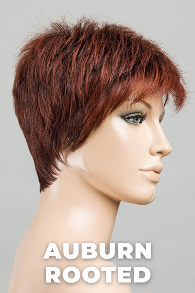 Ellen Wille Wigs - Chat - Auburn Rooted. Dark Auburn, Bright Copper Red, and Warm Medium Brown Blend with Dark Roots.