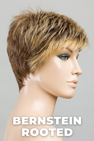 Ellen Wille Wigs - Chat - Bernstein Rooted. Light Brown Base with Subtle Light Honey Blonde and Light Butterscotch Blonde Highlights and Dark Roots.