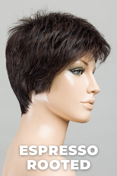 Ellen Wille Wigs - Chat - Espresso Rooted. Darkest Brown base with a blend of Dark Brown and Warm Medium Brown throughout with Dark Roots.