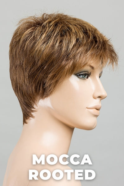 Ellen Wille Wigs - Chat - Mocca Rooted. Medium Brown, Light Brown, and Light Auburn Blend with Dark Roots.
