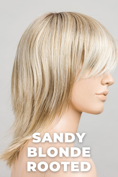 Ellen Wille Wigs - Rainbow - Sandy Blonde Rooted. Medium Honey Blonde, Light Ash Blonde, and Lightest Reddish Brown Blend with Dark Roots.